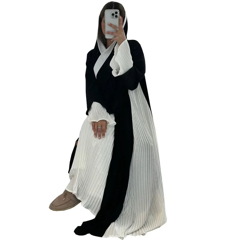 Eid Muslim Party Abaya for Women Ramadan Cardigan Pleated Long Dress  Morocco Kaftan Vestidos Largos Dubai Robe Jalabiya 2025
