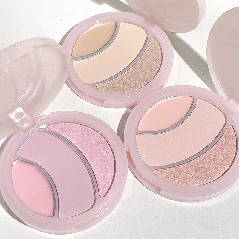3-color Highlighter Palette Multi-use Mash Potato Pearlescent Matte Facial Contour Powder Cream Natural 3D Face Brighten Makeup