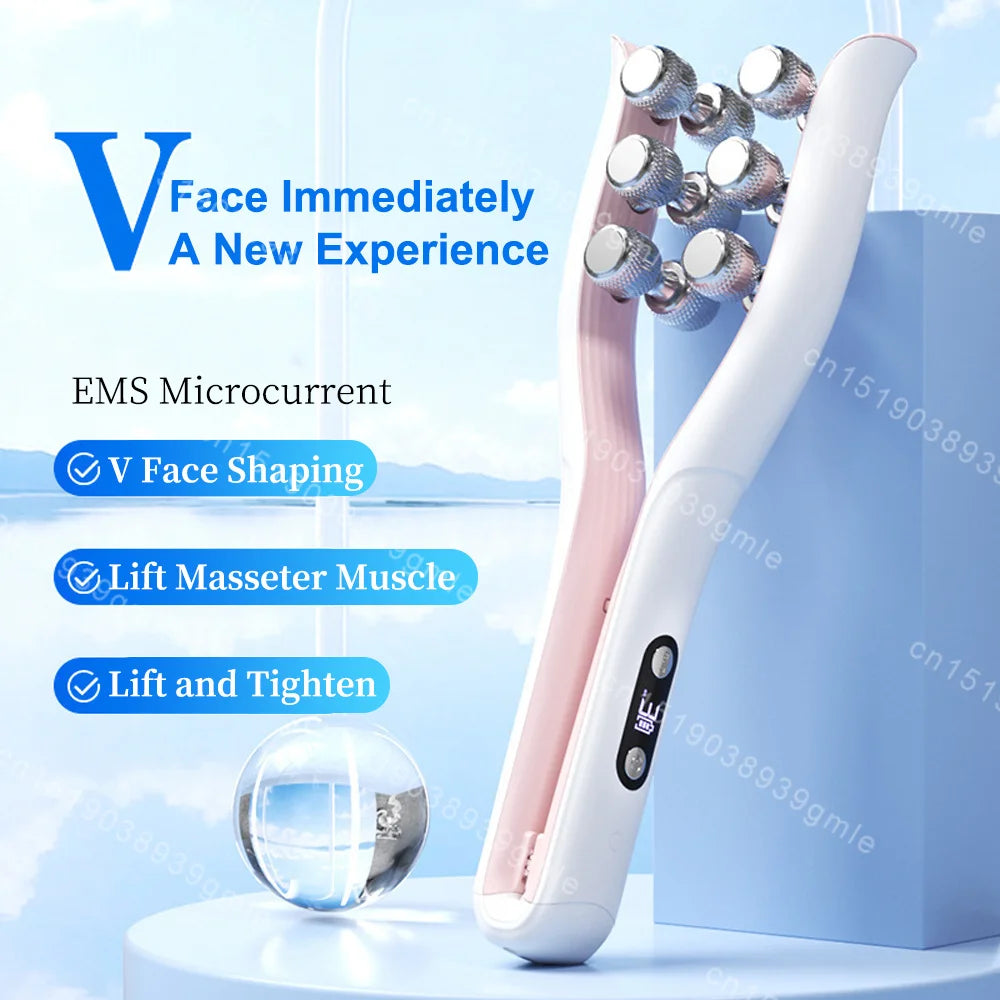 EMS Micro-Current Face Massage Roller Neck Face Lifting Firming Facial Lift Massager Anti Wrinkle Face Slimming Beauty Skin Care