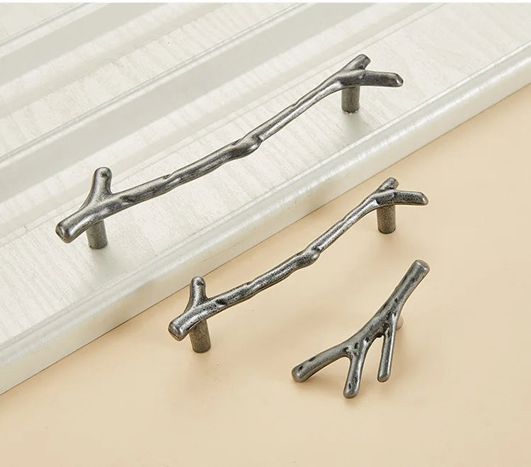 Fashion Tree Branch Furniture Handle 96mm 128mm Black Silver Bronze Kitchen Cabinet Handles Drawer Knobs Door Pulls Hardware