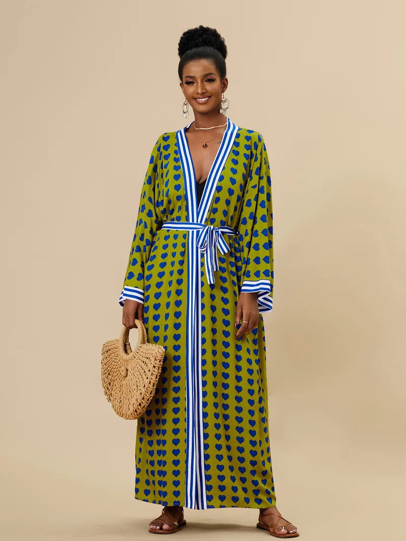 Para Praia Kimono Beach Robe Swimsuit Cover Ups Beachwear Long Flared Sleeve Dress Sarong Women Loose Cardigan Bikini Covers