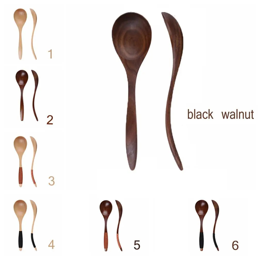 Coffee Dessert Catering Scoop Hand-made Wood Tableware Wooden Spoon Kitchen Tool Cooking Utensil Soup Spoon