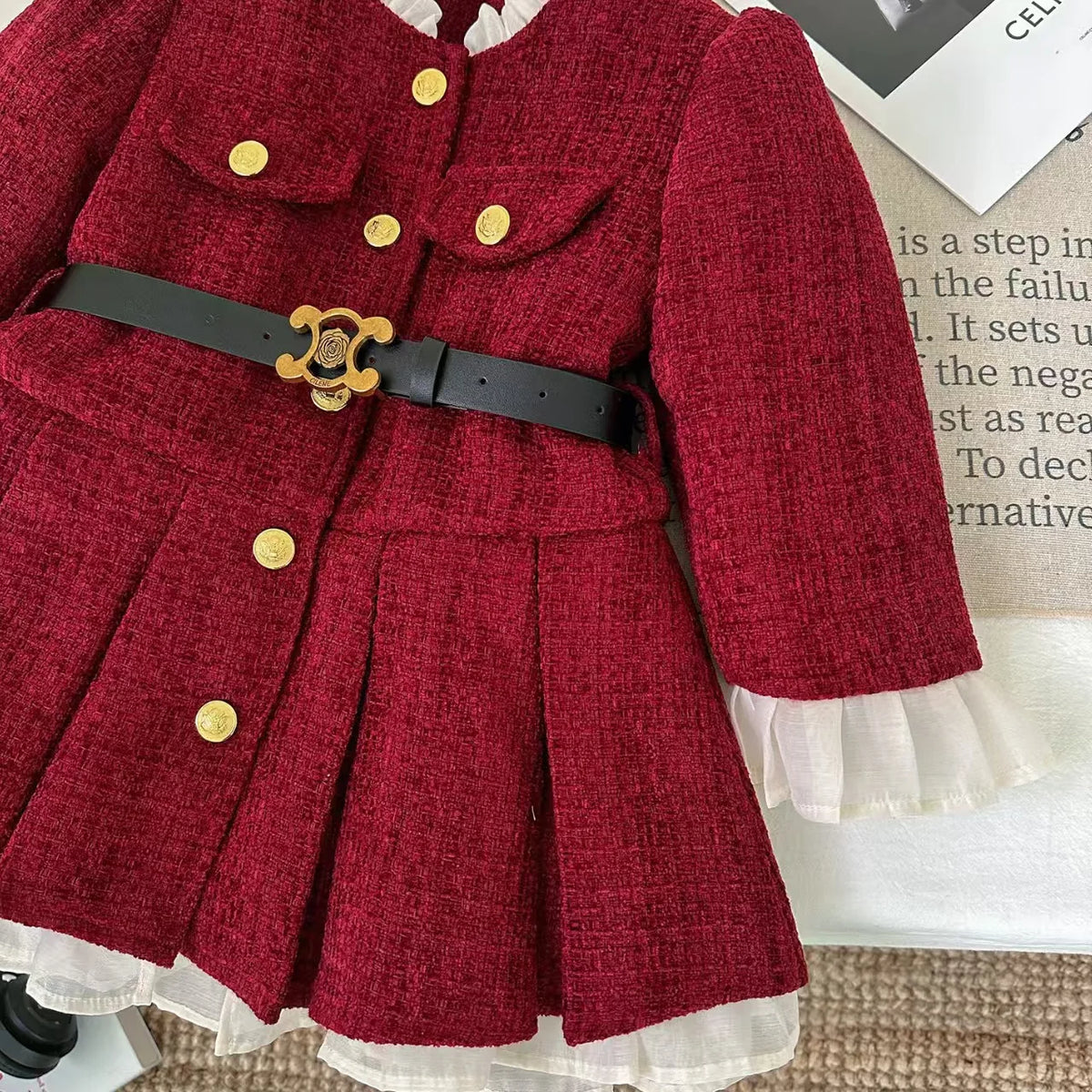 Girls Casual Dresses Pleated Dress with Fleece and Thickening Princess Dress for Girls 2 To 7 Years Kids Clothes for Girls
