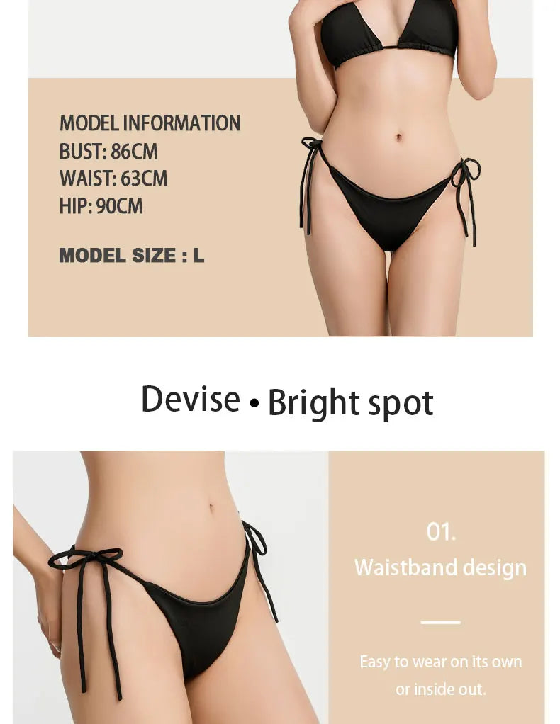 Women Two Pieces Padded Bikini Set Sexy Bra Side Tie Thong Swimsuit  Three-point Bandage Brazilian Style Swimwear Biquinis