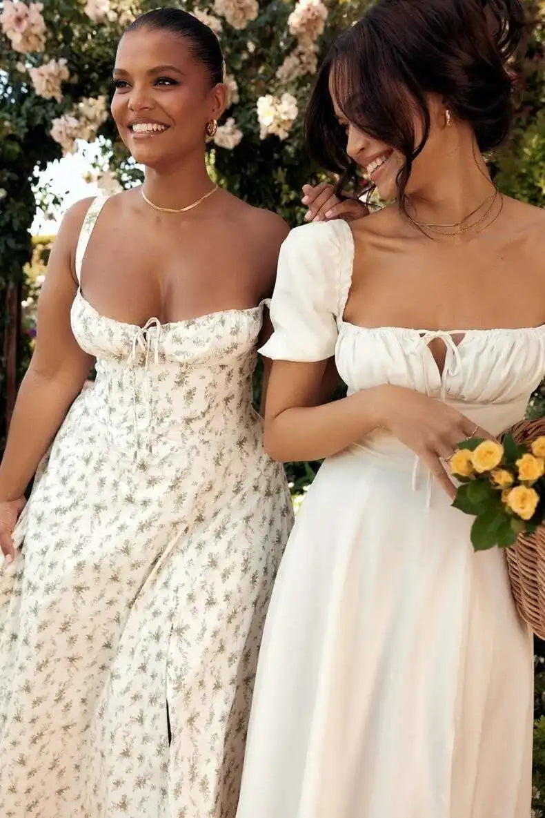 Avrilyaan White Lace Up Pleated Sexy Dress Women 2023 Split Backless Long Summer Dress Vestidos Elegant Holiday Casual Dresses