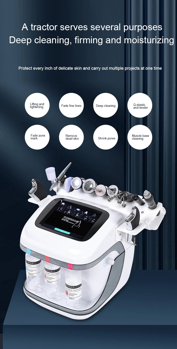 The New 10 In 1 Aqua Peeling Lift Skin Bubble Moisturizer Oxygen Machine Skin Care Cleansing Facial Dermabrasion Equipment