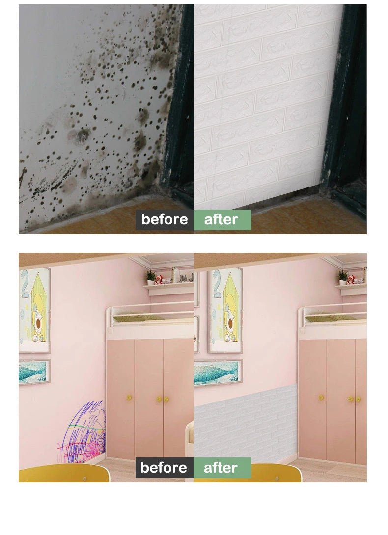 Wallpaper Home brick Foam Panels 3D Wall Stickers Self-adhesive DIY Embossed Stone Wallpaper Home Decor Living Room Kitchen
