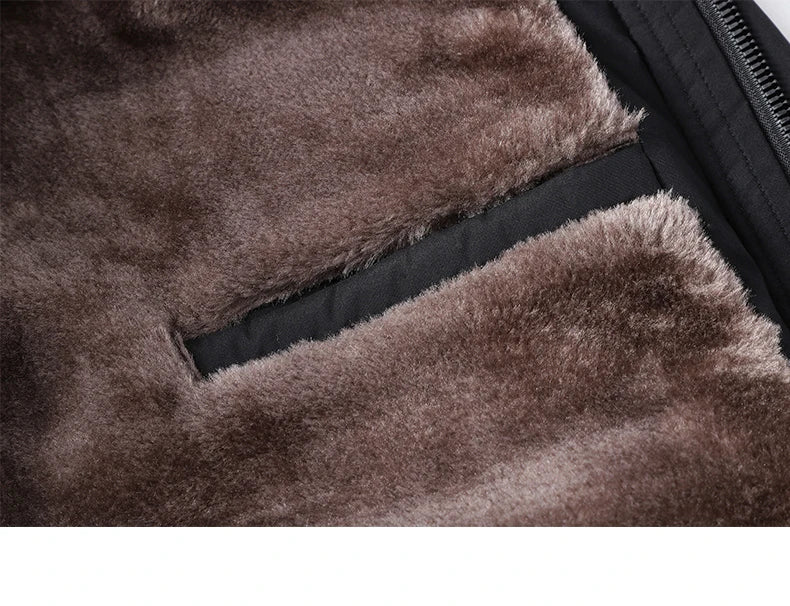 YJKVUR 2024 Winter New Jacket Men Mid-Length Thick Warm Waterproof Hooded Parka Windbreaker Military Fleece Plus Size Coat