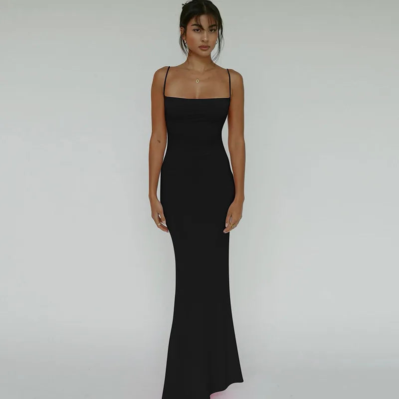 Cryptographic Draped Sexy Backless Sleeveless Slip Maxi Dress for Women Elegant Summer Sundresses Holiday Beach Vestido Clothes