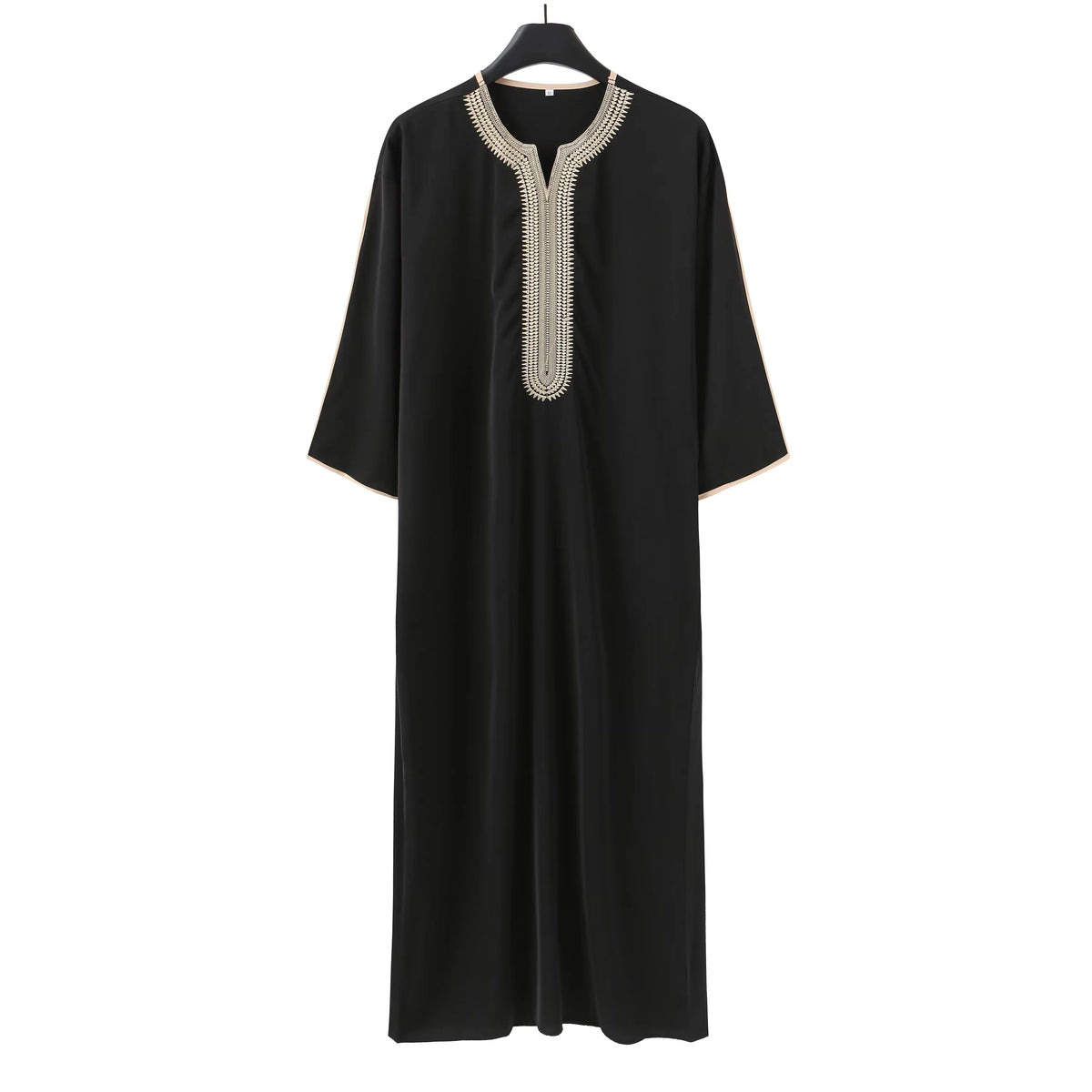 Muslim ethnic style men's long robe, Eid al Fitr formal attire, round neck embroidered men's robe, various colors men's robe