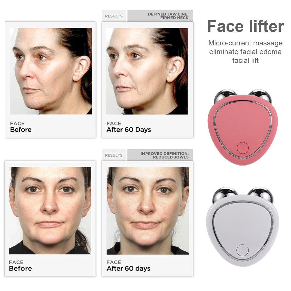 EMS Facial Massager Microcurrent Face Lifting Machine Anti Wrinkle Roller Skin Tightening Rejuvenation Beauty Charging Facial