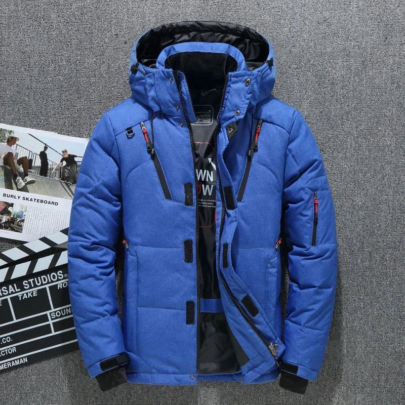 New Male Warm Hooded Windproof Winter Down Jacket Outerwear Men's Down Jacket Snow High Quality White Duck Thick Parkas