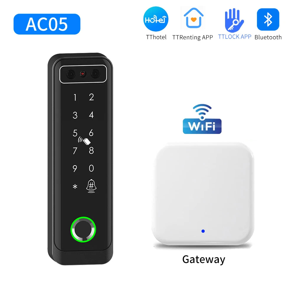 TTLOCK 3D Face Recognition Access Control Keypad Door Lock Opener Fingerprint E-Key Code App RF Remote Facial RFID Card Unlock
