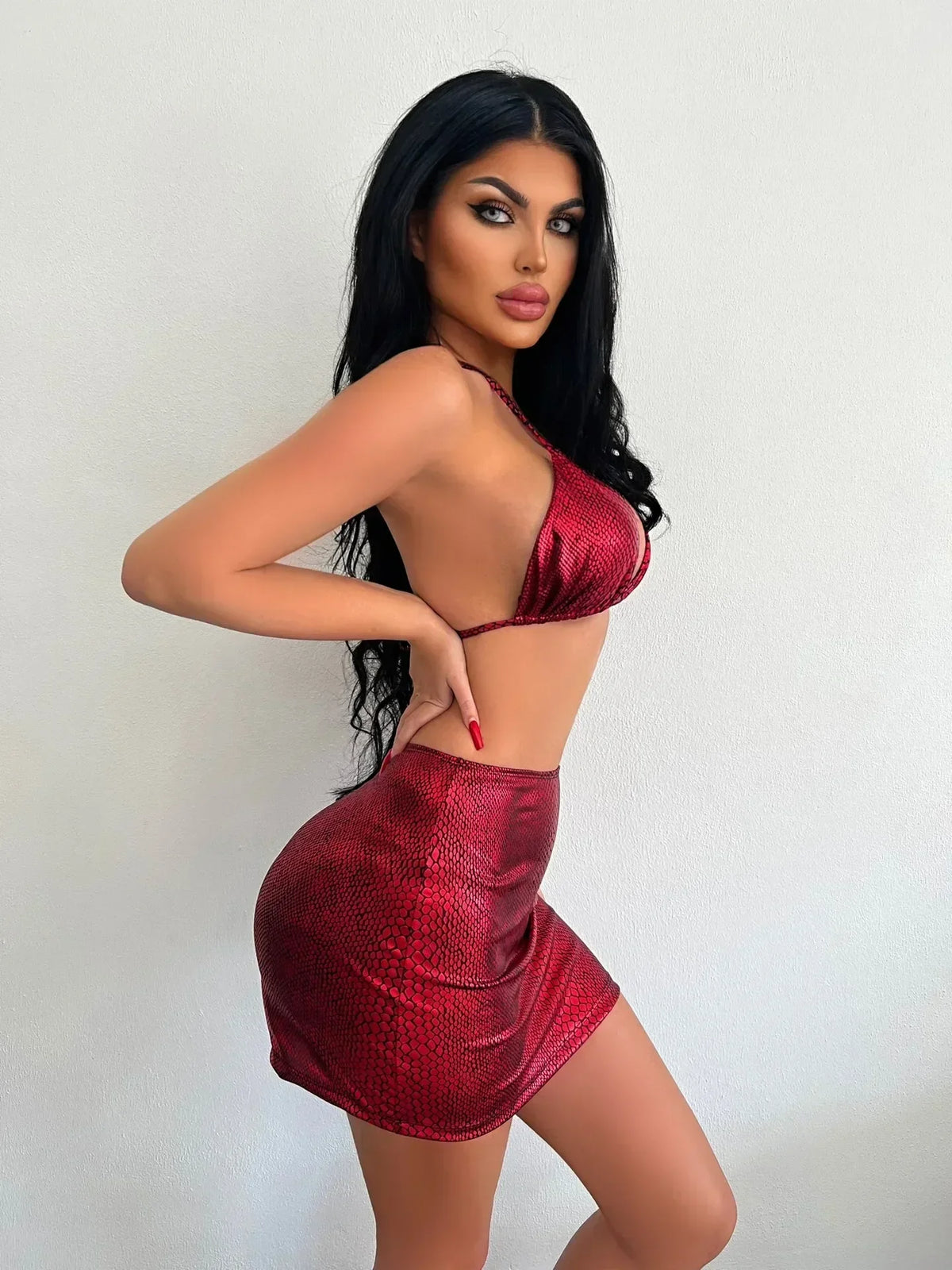 European and American swimsuits bikini women shiny sexy neck halter swimsuit