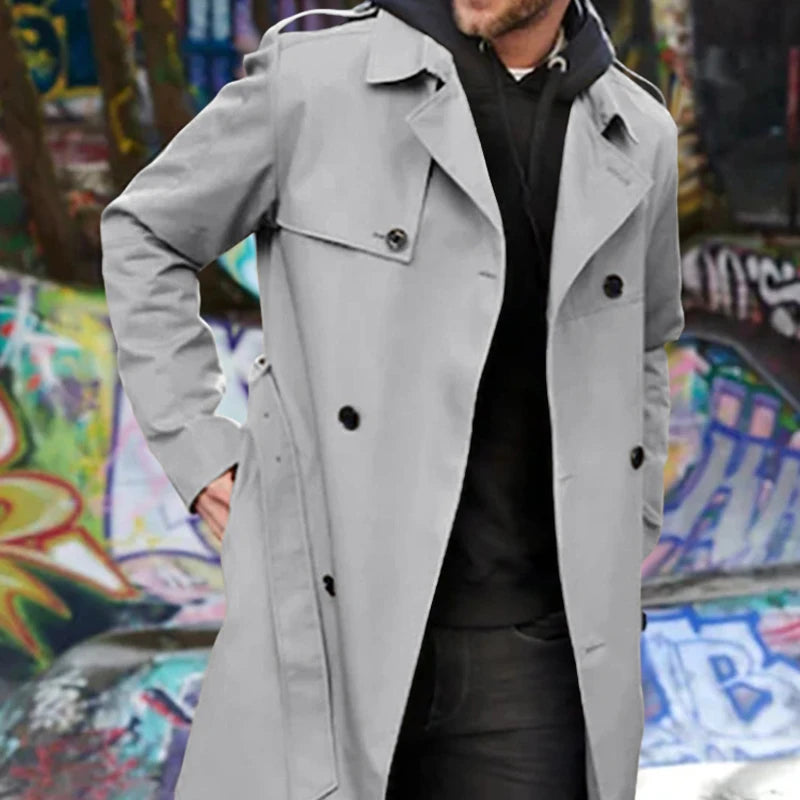 Men Fashion Windbreaker Winter Long Jacket Coats Casual Outerwear Classic Overcoats Pocket Jackets Coat Man Clothes Streetwear