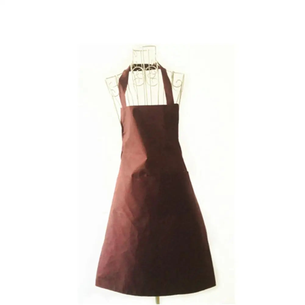 Polyester+ Cotton Blend Sleeveless Apron  Black Red Coffee Orange Anti-wear Cooking Kitchen Bib Women Men Aprons With Big Pocket