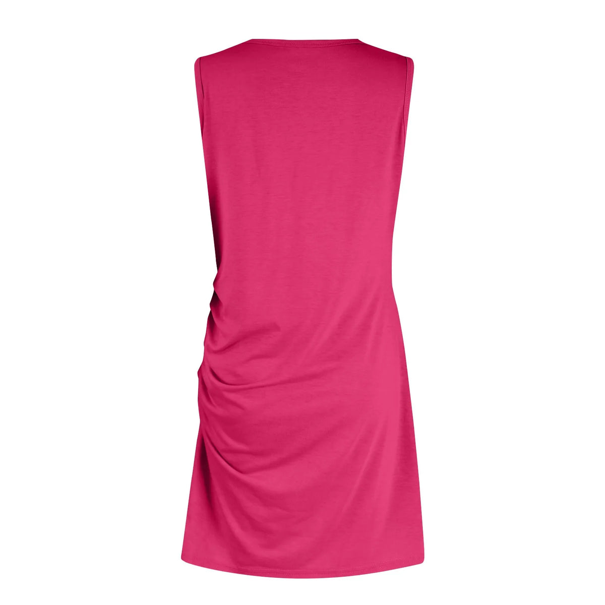 Women'S 2024 Summer Casual Beach Dress Round Neck Short Sleeveless Wrap Party Club Pleated Slim T Shirt Dresses