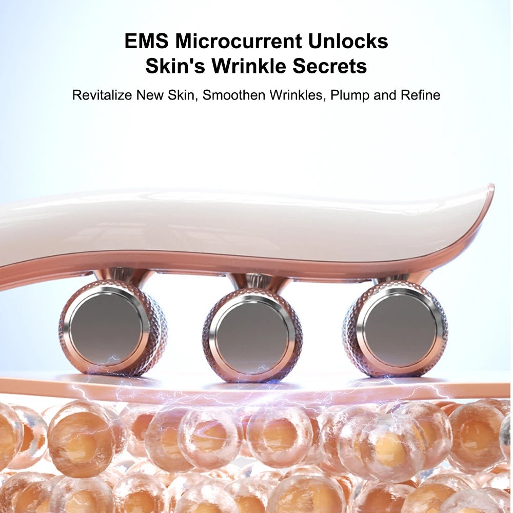 EMS Micro-Current Face Massage Roller Neck Face Lifting Firming Facial Lift Massager Anti Wrinkle Face Slimming Beauty Skin Care
