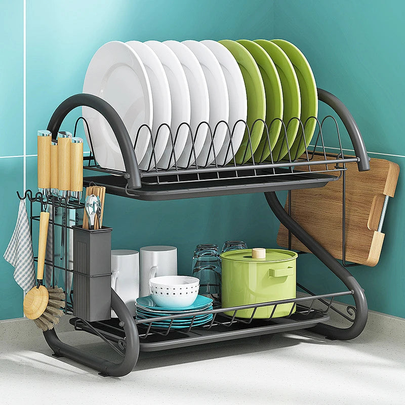 Cutlery Rack Stainless Steel Drying Rack Bowl Dish Draining Shelf  Kitchen Organizer 3 Tiers Dish Drainer Dryer Tray Holder