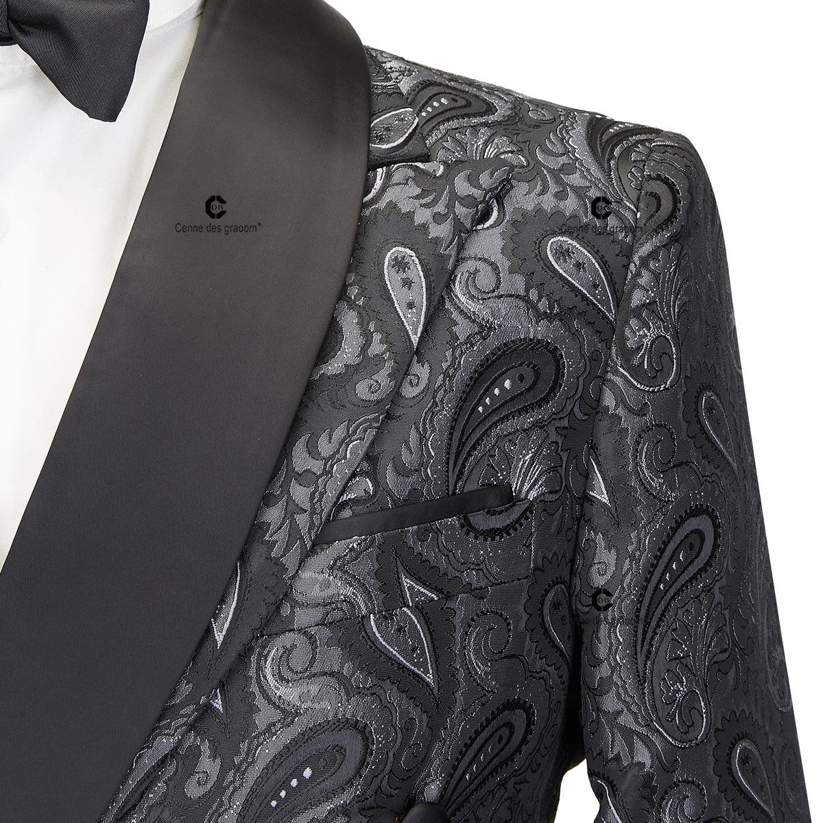 Cenne Des Graoom 2024 New Double-breasted Tuxedo Suits for Men Floral Paisley Jacquard Blazers Pants Wedding Party Wear Prom ﻿