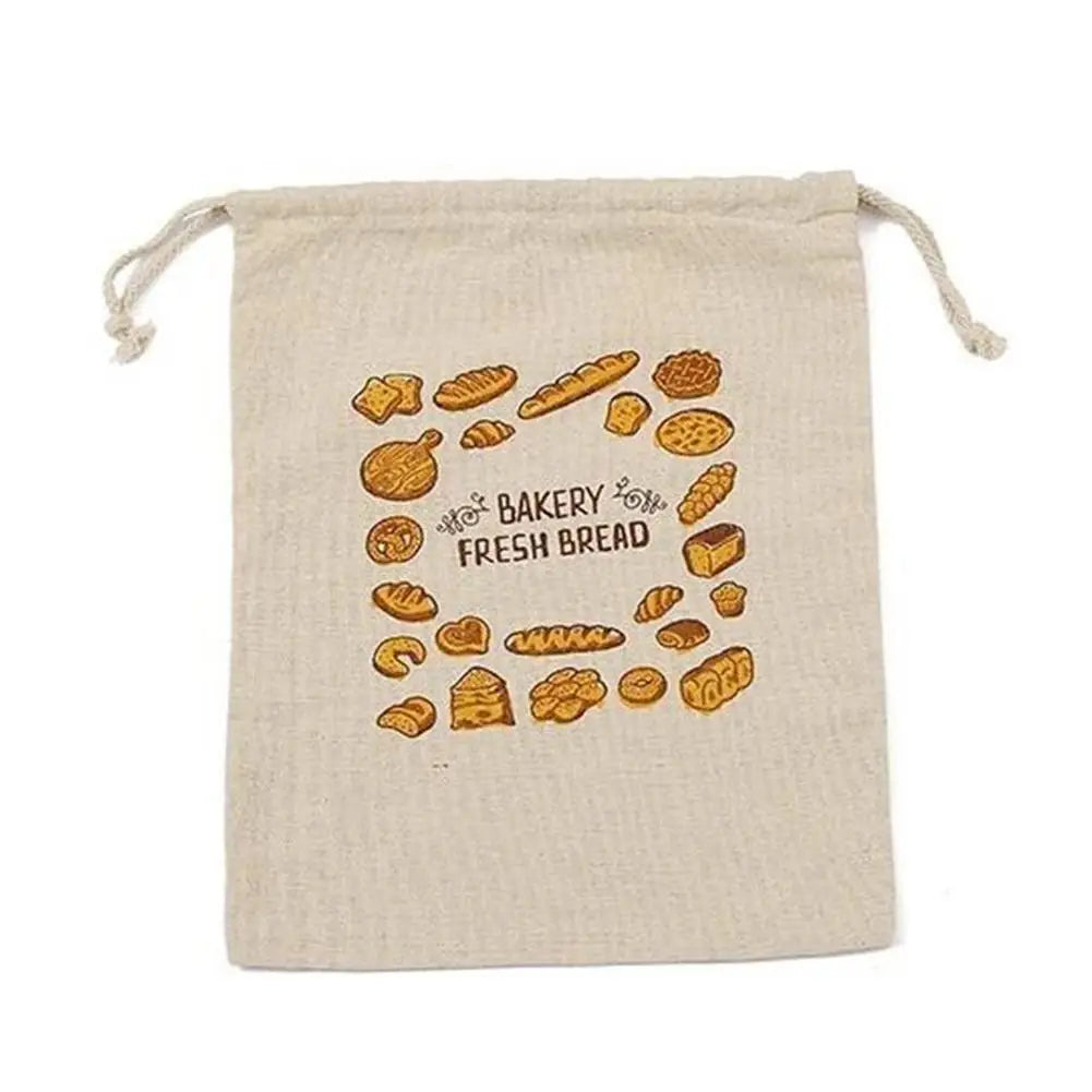 Linen Bread Bags Reusable Drawstring Large Washable Storage Food Accessories Home Unbleached Kitchen Organizer