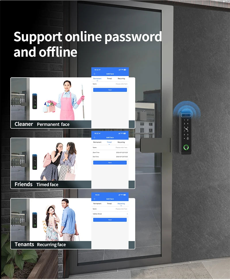 TTLOCK 3D Face Recognition Access Control Keypad Door Lock Opener Fingerprint E-Key Code App RF Remote Facial RFID Card Unlock