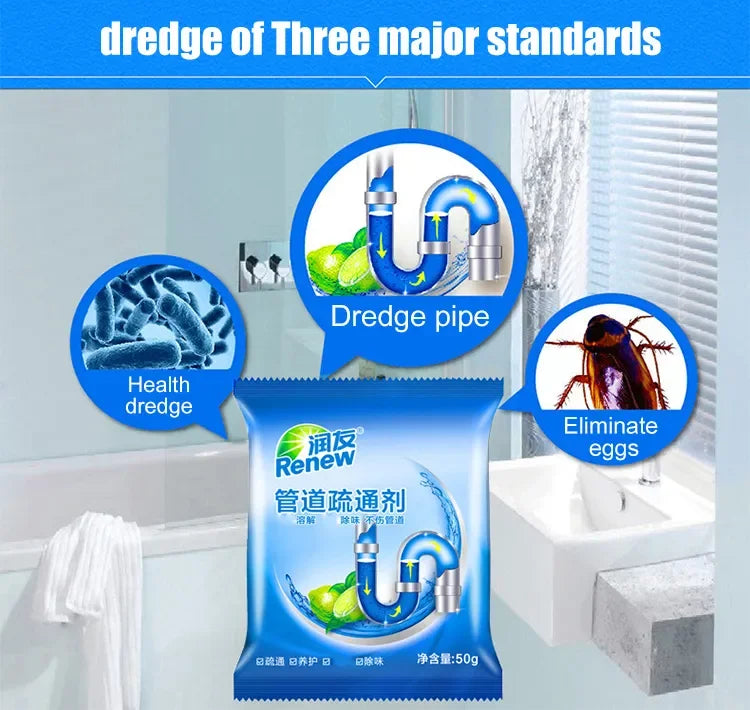 12bags Household drain cleaner deodorant kitchen toilet bathtub sewer cleaning powder Pipe dredging tool Prevent blockage