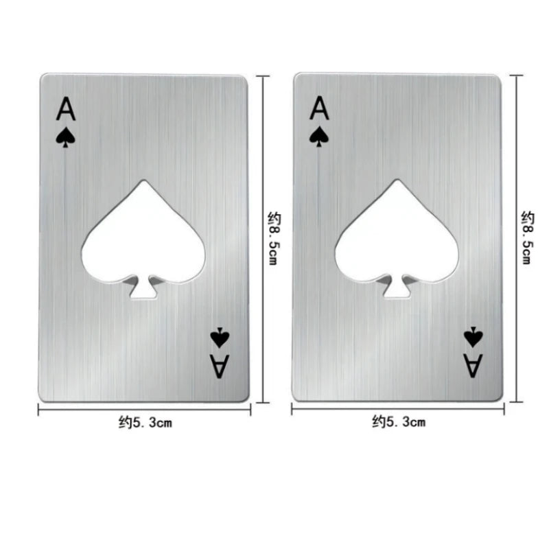 Stainless Steel Poker Card Beer Opener Keychain Bottle Opener for Bar Party Compact Playing Cards Style Tool with Spades Design