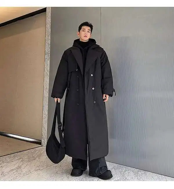 LUZHEN Winter Stylish Double Breasted Long Padded Coat Men's Original Design Thickened Knee-length Trench Trendy 2023 New Cac4db