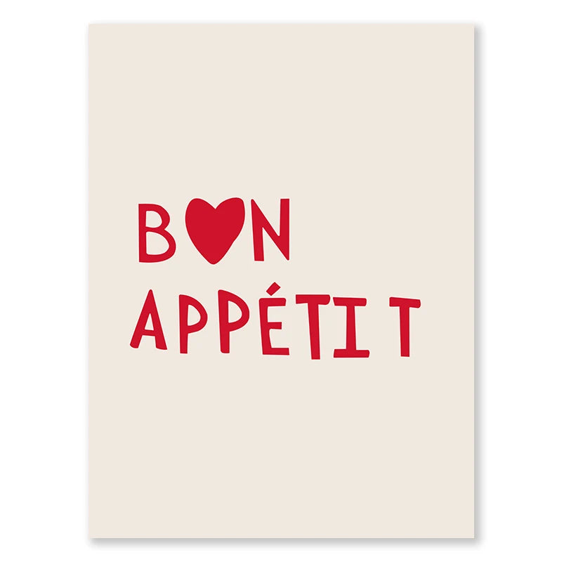 Aesthetic Kitchen Alphabet Wall Art Red Love Phrase Cute Cooking Poster New Wave Simple Canvas Painting Home Kitchen Decoration