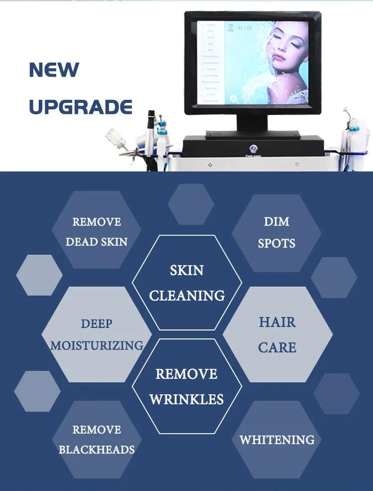 14 in 1 Women Aesthetic Beauty Equipment Bubble Oxygenation Ultrasonic Scrubber Hydrodermabrasion Hydro Facial Machine
