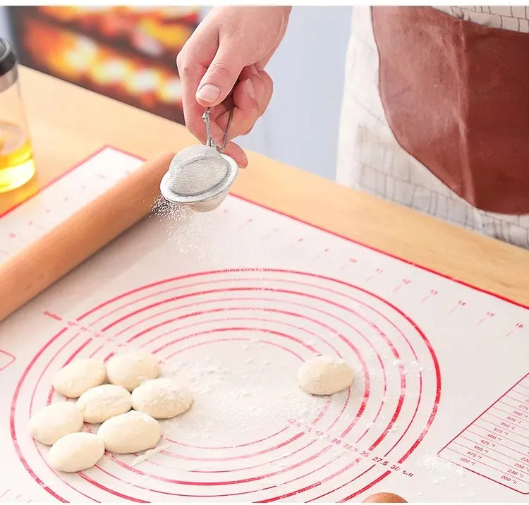 BUYYES 1PCS White And Red Kneading Mat Silicone Baking Mat Pizza Cake Dough Maker Kitchen Cooking Grill Gadget Baking Utensils