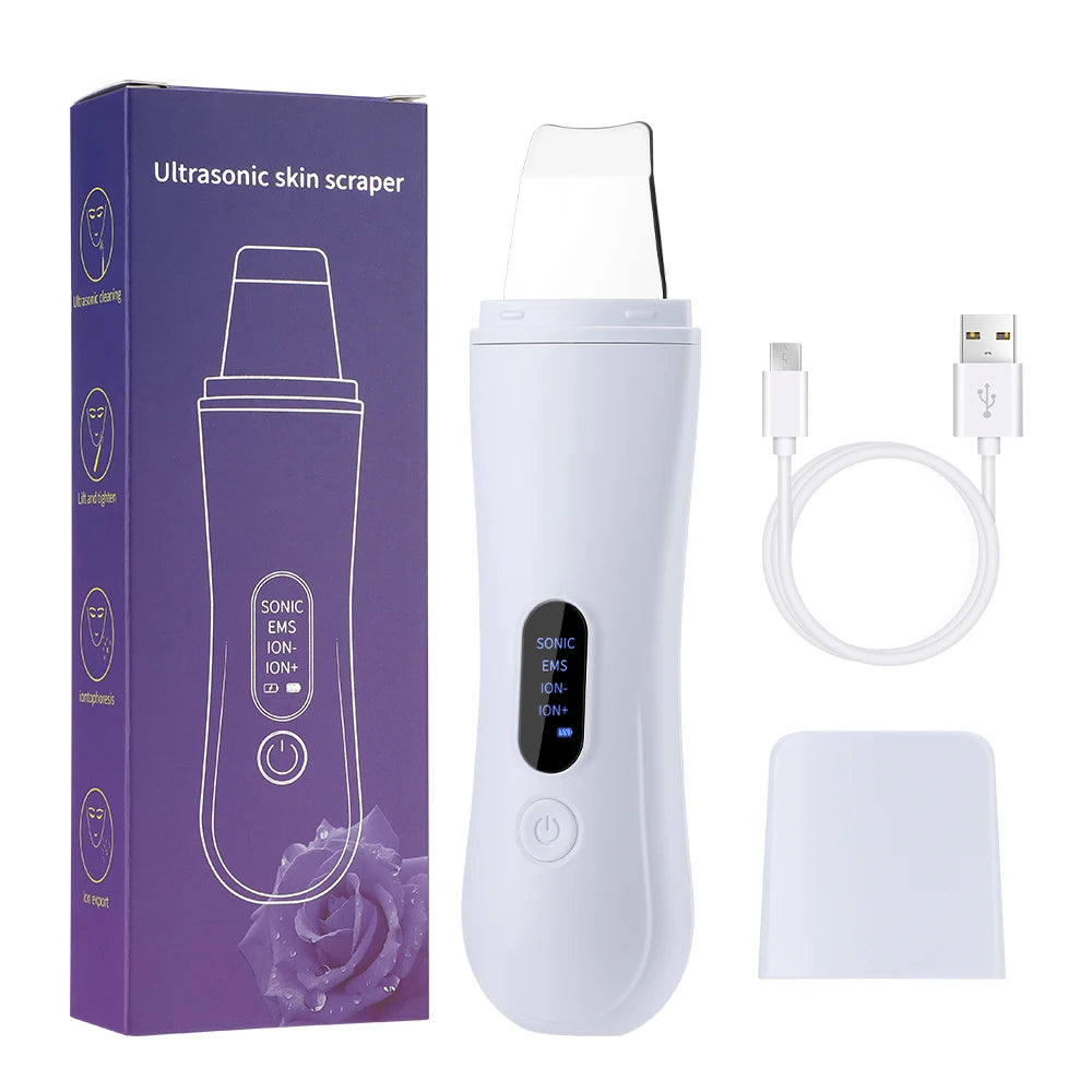 Ultrasonic Skin Scrubber Deep Face Cleaning Machine 4 Modes Peeling Shovel Facial Pore Cleaner Face Skin Scrubber Lift Machine
