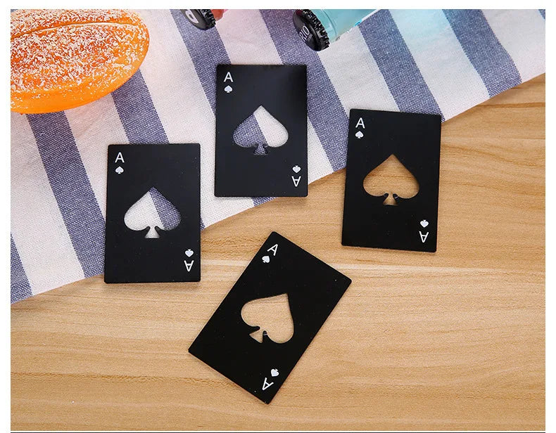Stainless Steel Poker Card Beer Opener Keychain Bottle Opener for Bar Party Compact Playing Cards Style Tool with Spades Design
