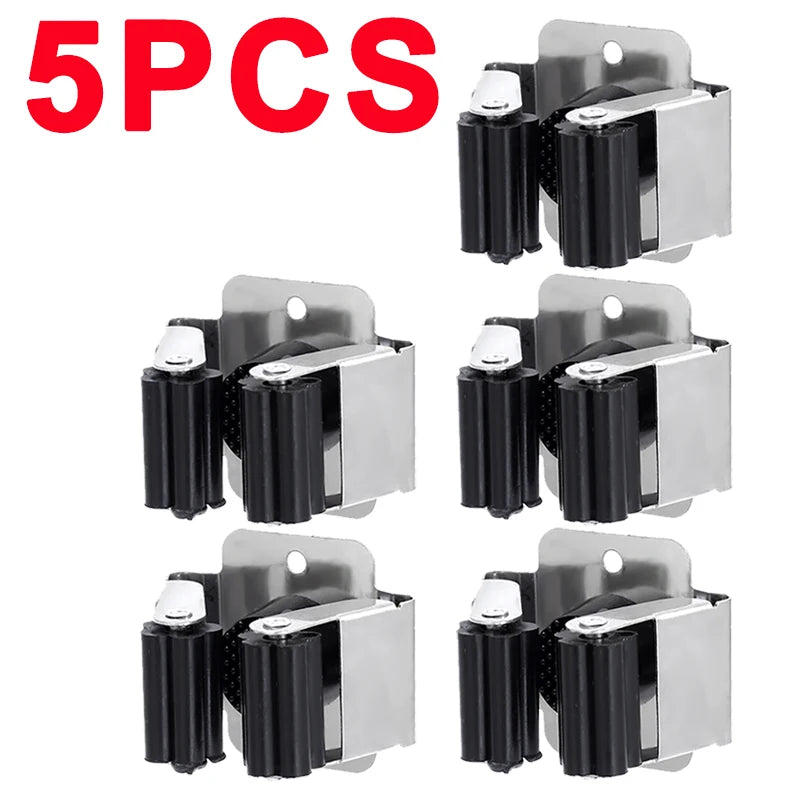 Multi-Purpose Mop Storage Hooks Wall Mounted Punching Type Mop Broom Organizer Holder Rack With Screws Kitchen Bathroom Supplies