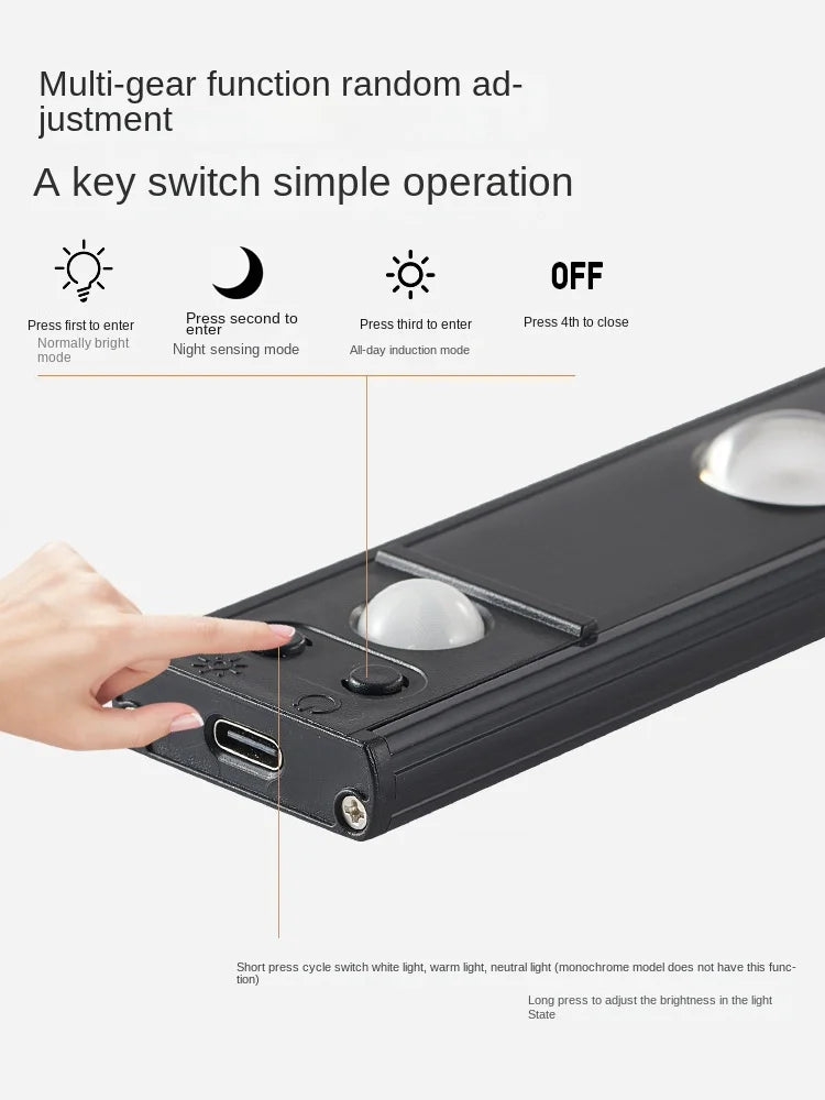 LED Cabinet Light USB Rechargeable Motion Sensor Led Lamp for Kitchen Wardrobe Cabinet Lighting taircase Backlight Night Light