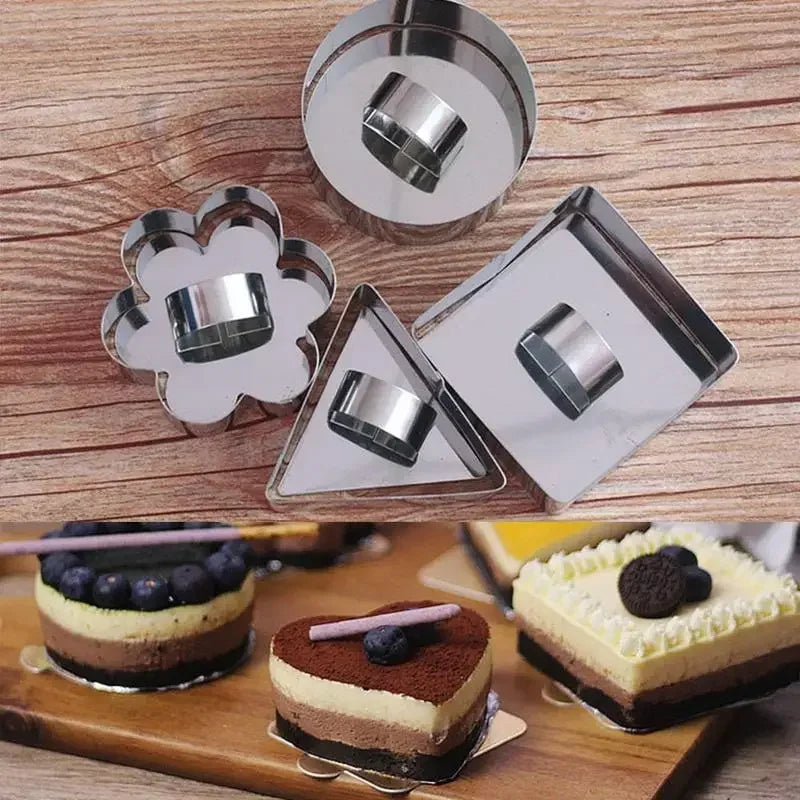 Stainless Steel Mousse Ring Cake Mold Baking Tools Kitchen Bakeware Cake Molds DIY Cupcake Salad Dessert Cake Decorting Tools