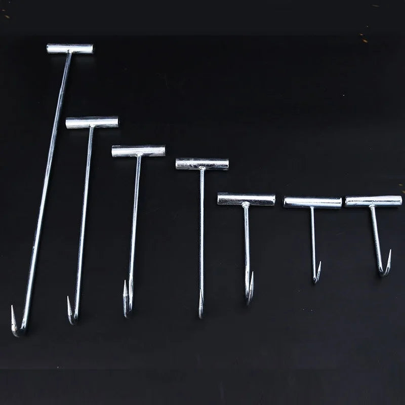 Stainless Steel T Hooks T-Handle Meat Boning Hook for Kitchen Butcher Shop Restaurant Prok Chicken Duck Turkey BBQ Tool