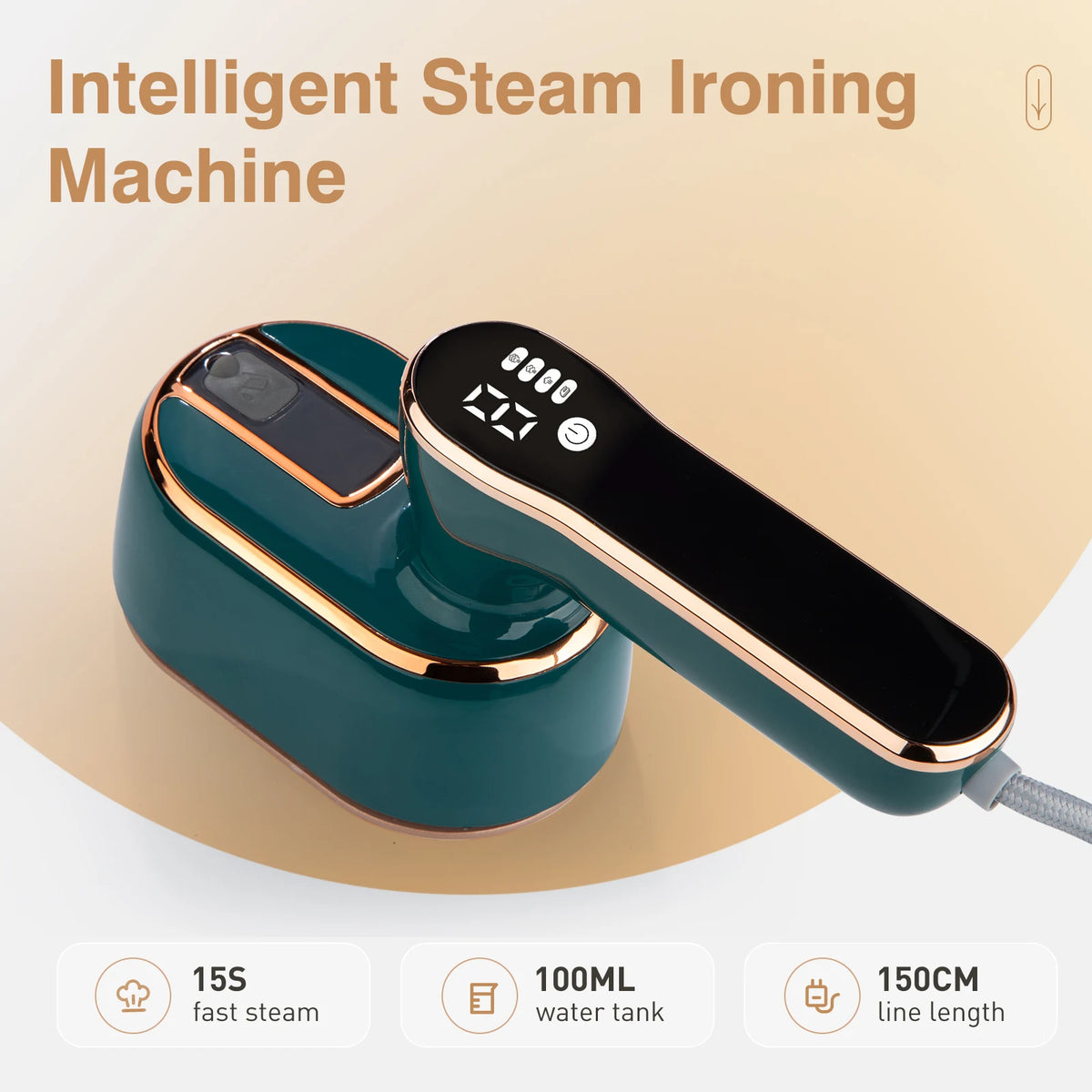 Handheld ironing machine (with steam brush), intelligent LCD electric rotary iron, portable mini iron for home and travel 6198-D