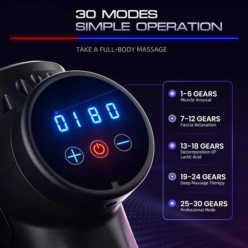 Deep Tissue Muscle Massage Gun BRUSHLESS Body Shoulder Neck Massager Exercising Athletes Relaxation Slimming Pain Relief