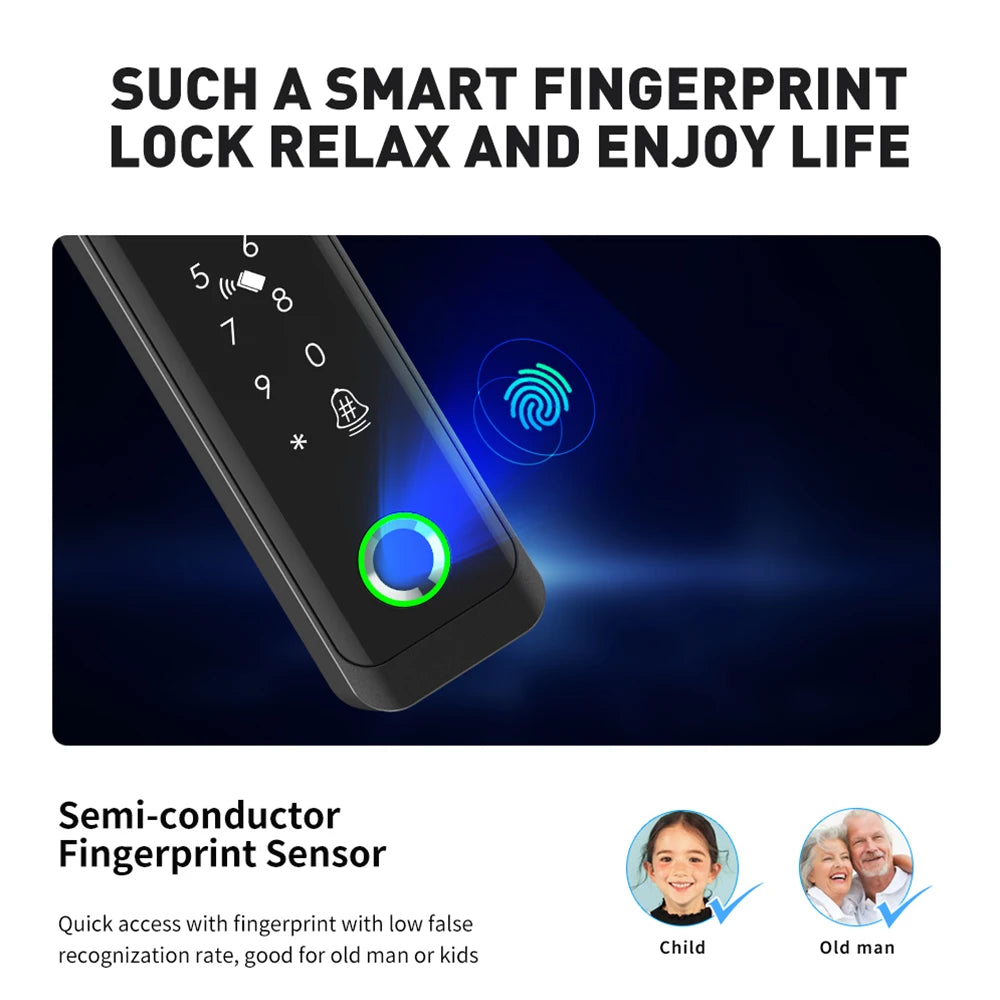 TTLOCK 3D Face Recognition Access Control Keypad Door Lock Opener Fingerprint E-Key Code App RF Remote Facial RFID Card Unlock
