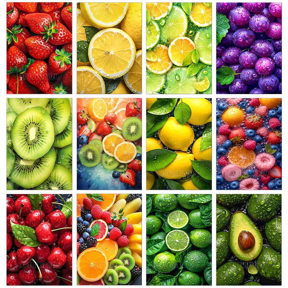 Fruit Diamond Painting Strawberry Lemon Picture Full Diamond Mosaic Cross Stitch Kit Art DIY Kitchen Restaurant Home Decoration