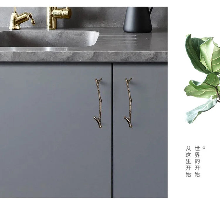 Fashion Tree Branch Furniture Handle 96mm 128mm Black Silver Bronze Kitchen Cabinet Handles Drawer Knobs Door Pulls Hardware