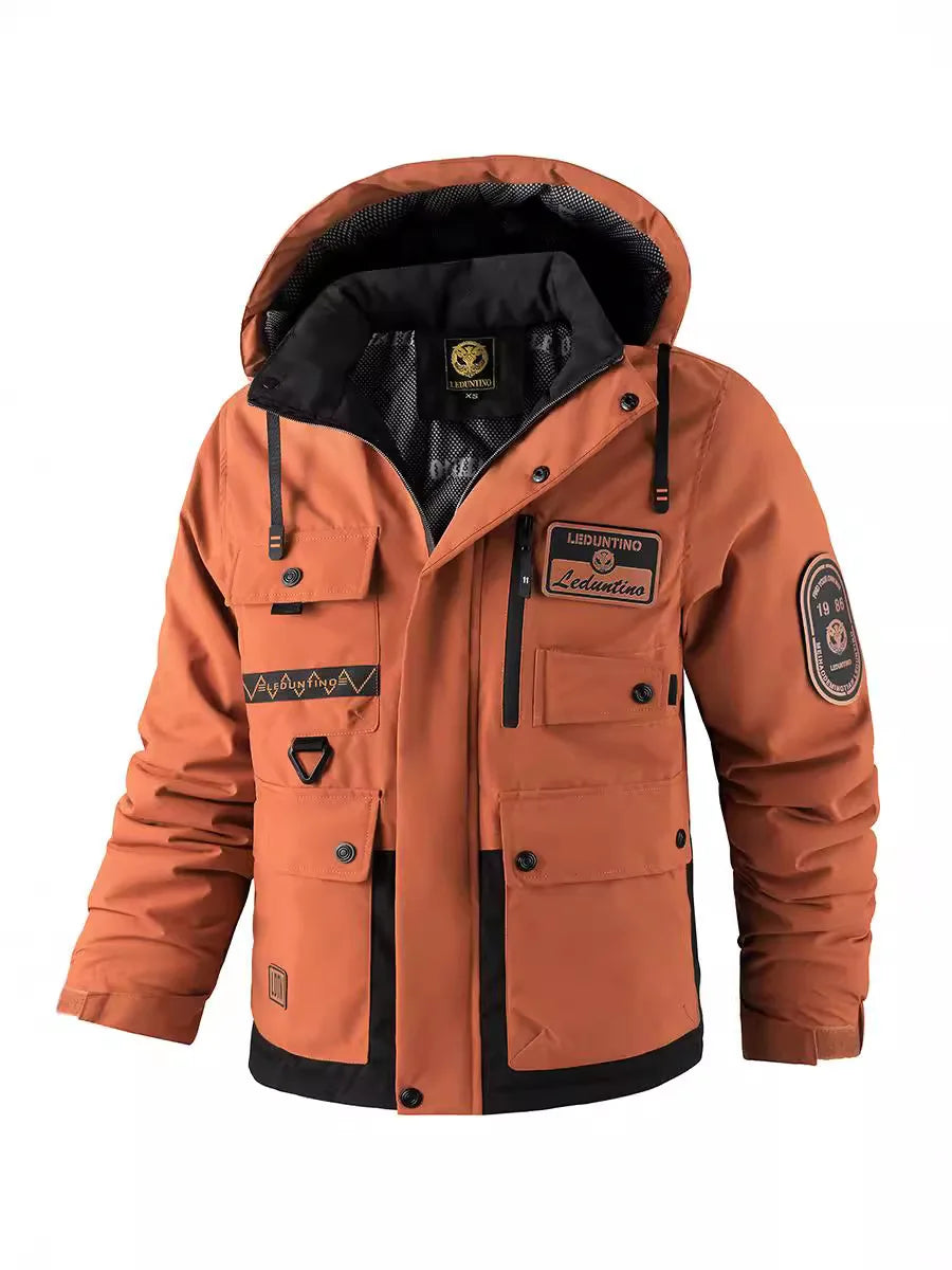 New men's thick padded jacket outdoor warm padded jacket winter men's large size hooded jacket waterproof