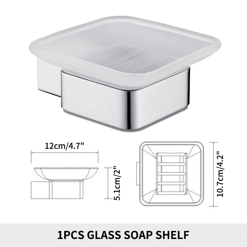 Soap Dish holder for Kitchen Bathroom Accessories Wall Mount Soap Dispenser Soap Rack With Glass Dish Metal Soap Holder Gold