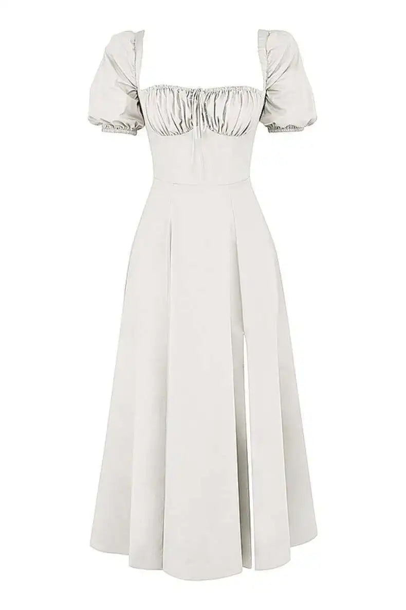 Avrilyaan White Lace Up Pleated Sexy Dress Women 2023 Split Backless Long Summer Dress Vestidos Elegant Holiday Casual Dresses