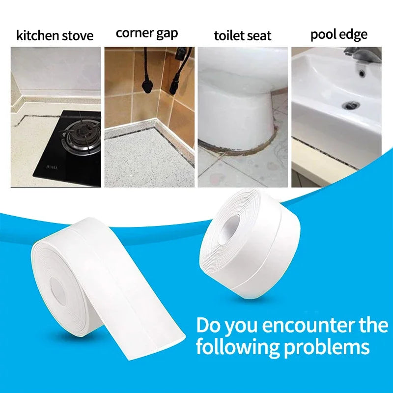 Shower Bath Sealing Tape Strips PVC Self Adhesive Waterproof Wall Stickers For Bathroom Kitchen Seal Caulk Strip Sink Mold Proof