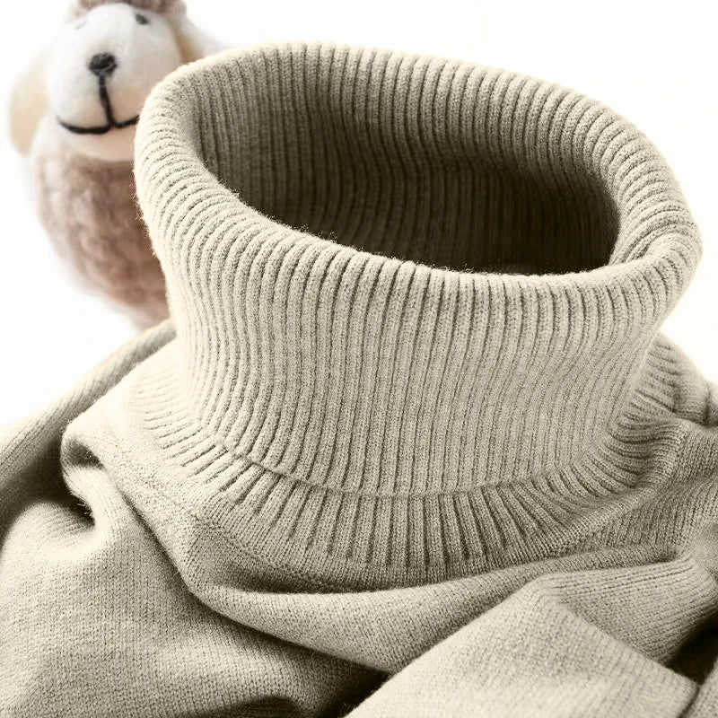 Mens Turtleneck Sweater Slim Fit Knitted Casual Pullover Lightweight Ribbed Long Sleeve Sweaters Autumn Solid Color Streetwear