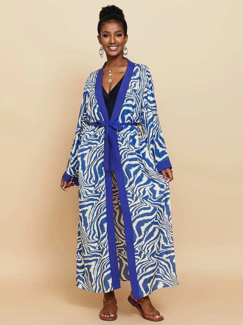 Para Praia Kimono Beach Robe Swimsuit Cover Ups Beachwear Long Flared Sleeve Dress Sarong Women Loose Cardigan Bikini Covers