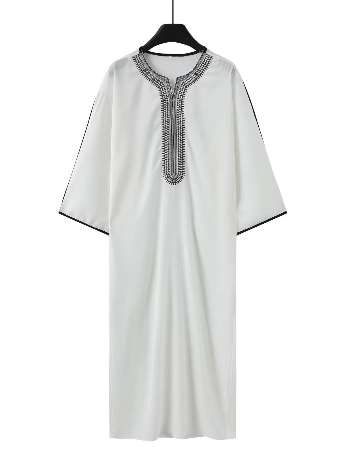 Muslim ethnic style men's long robe, Eid al Fitr formal attire, round neck embroidered men's robe, various colors men's robe